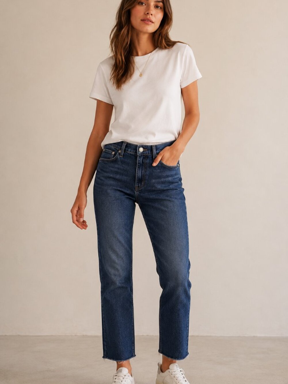 Rag & Bone Wren High Rise Slim Straight Crop Jeans Ella Blue Wash Size 26